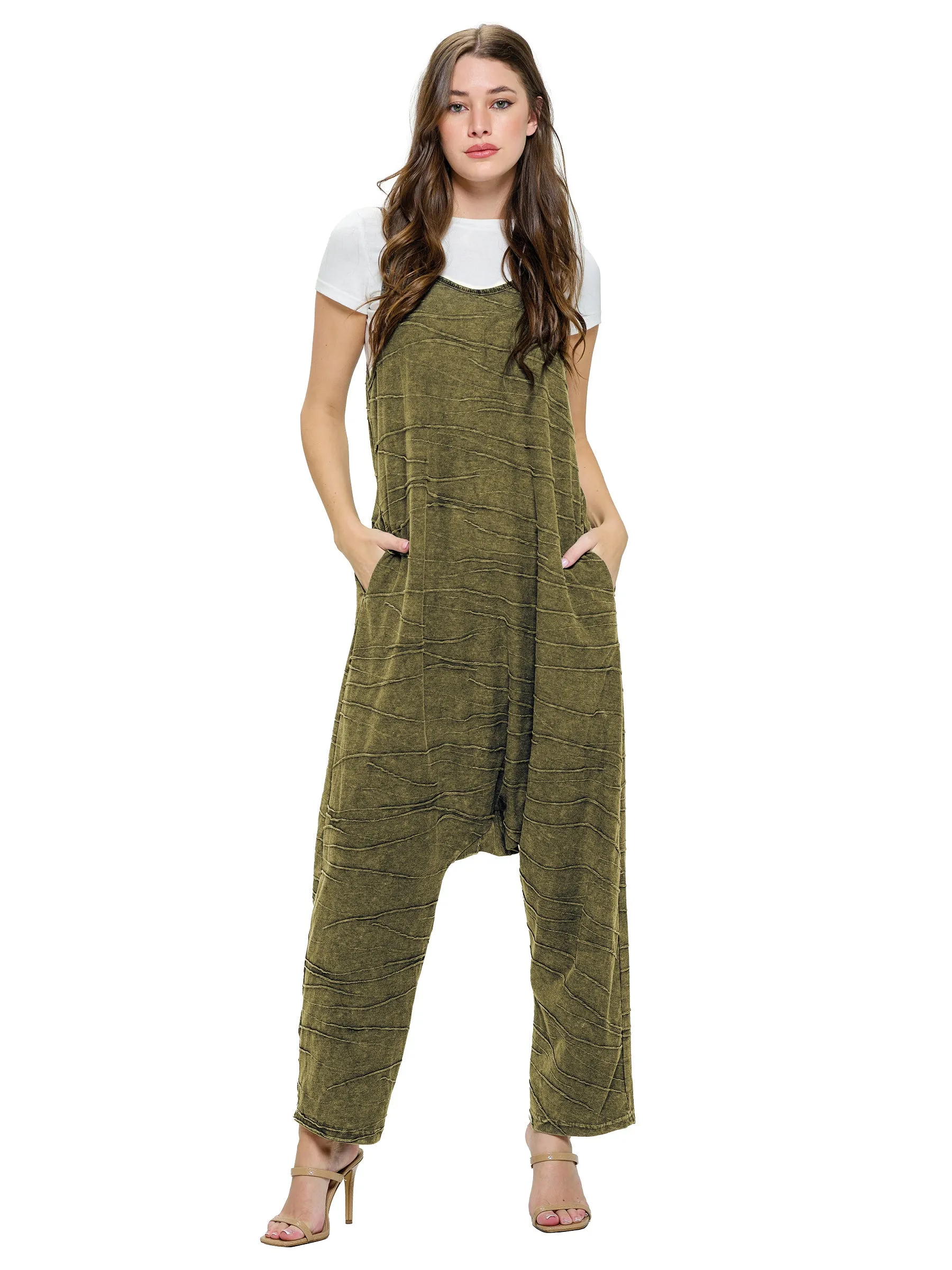 Jumpsuit Vintage Washed Textured Fabric