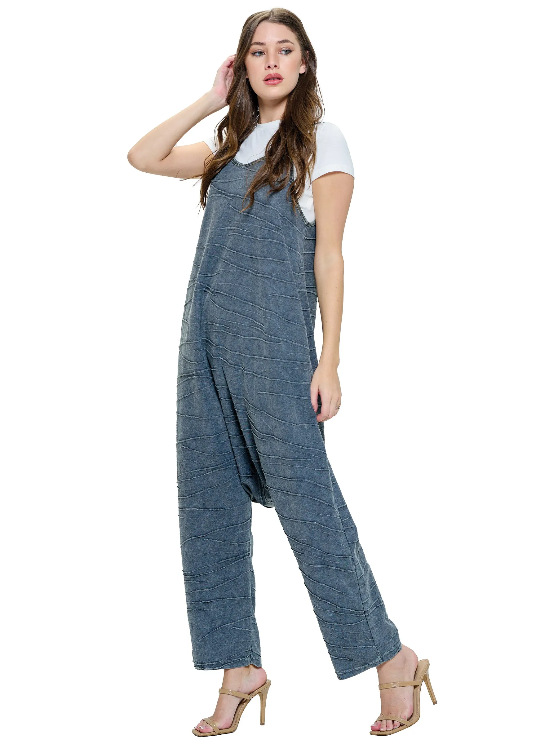 Jumpsuit Vintage Washed Textured Fabric