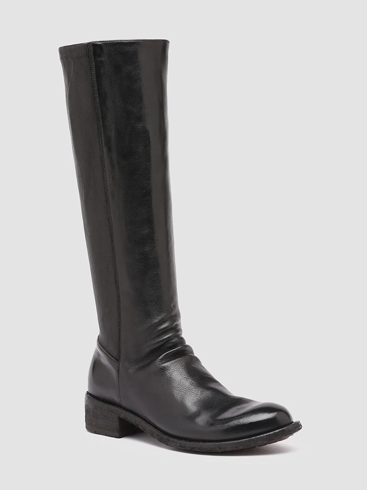 LISON 035 - Black Stretch Leather Boots