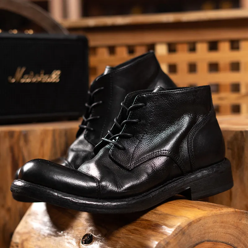 Men's Leather Brogue Derby Boots