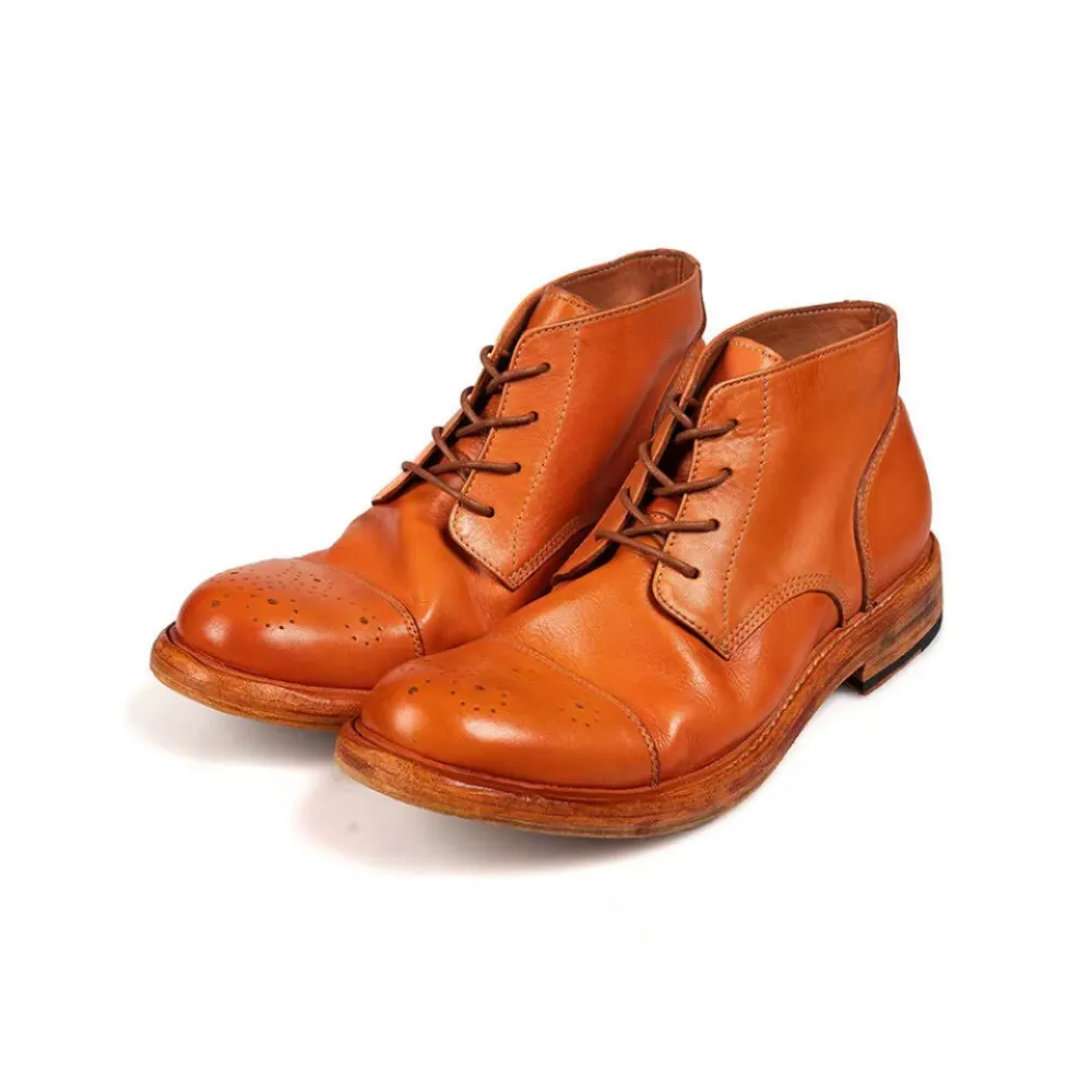 Men's Leather Brogue Derby Boots