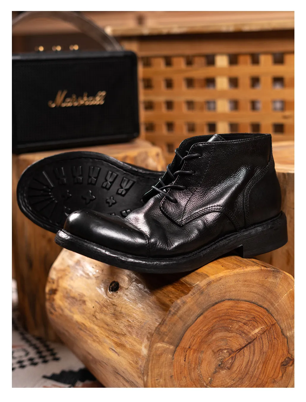 Men's Leather Brogue Derby Boots