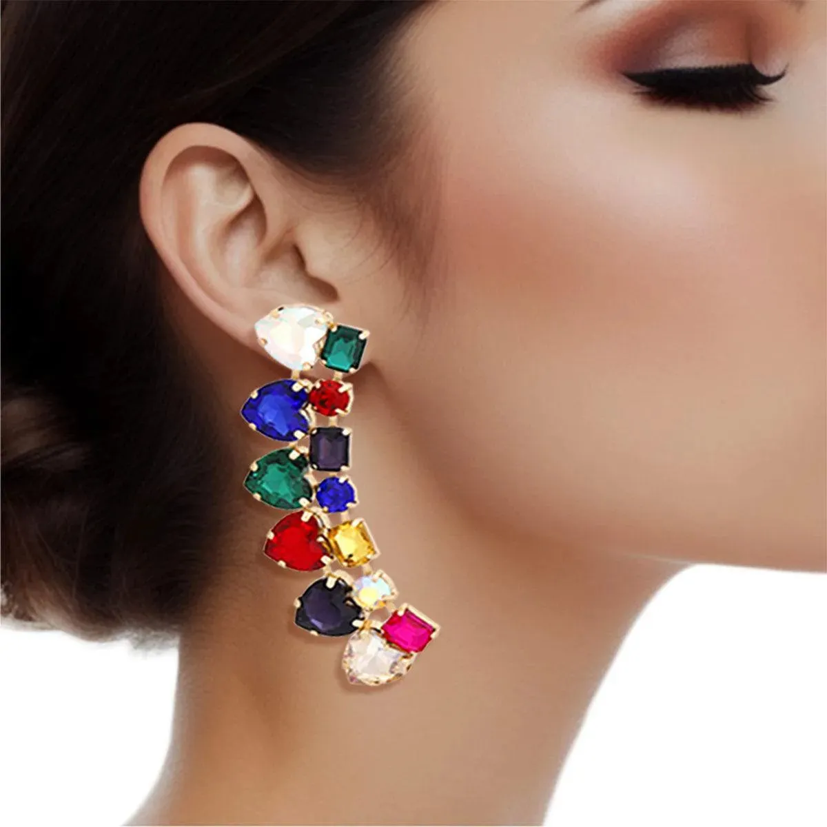 Multicolor Multi Heart Earrings for Stylish Women