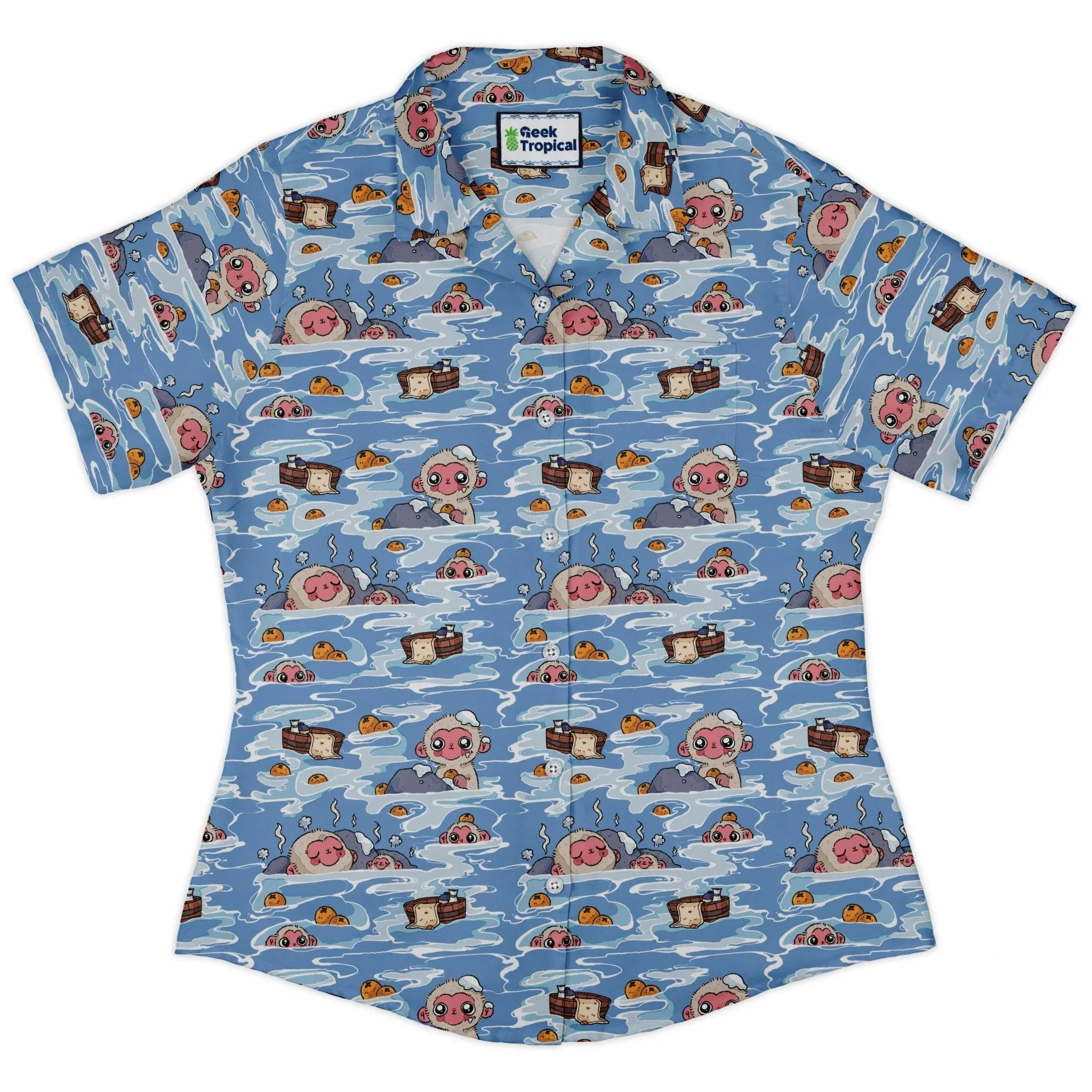 Onsen Snow Monkeys Curvy Button Up Shirt