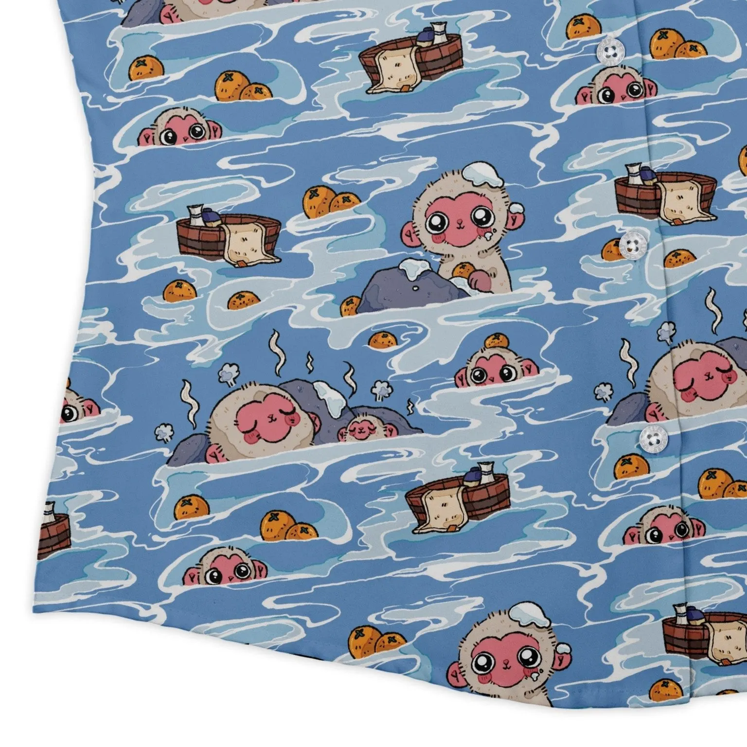 Onsen Snow Monkeys Curvy Button Up Shirt