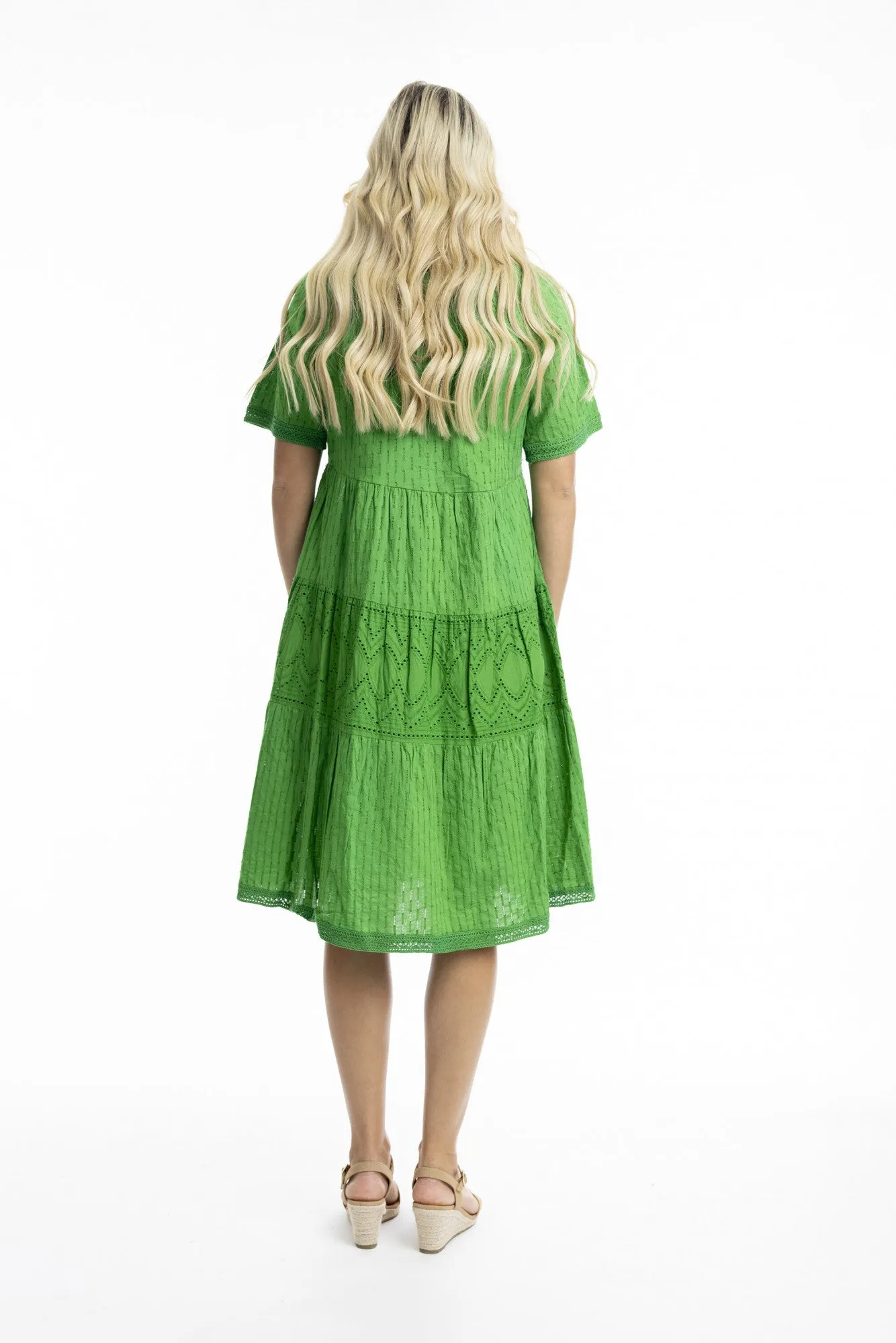 Orientique - Essentials Layered Broderie Dress - Parakeet