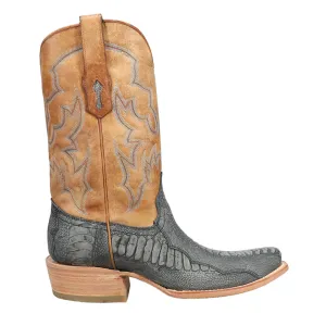 Ostrich Leg Embroidery Narrow Square Toe Cowboy Boots