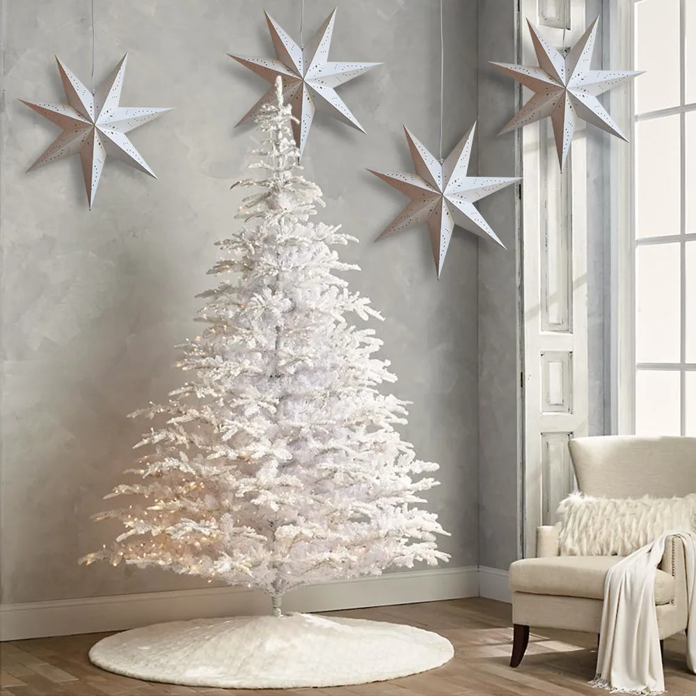 Paper Star Lantern Decoration (22 inch Frosted White 7-Point Glitter Star)