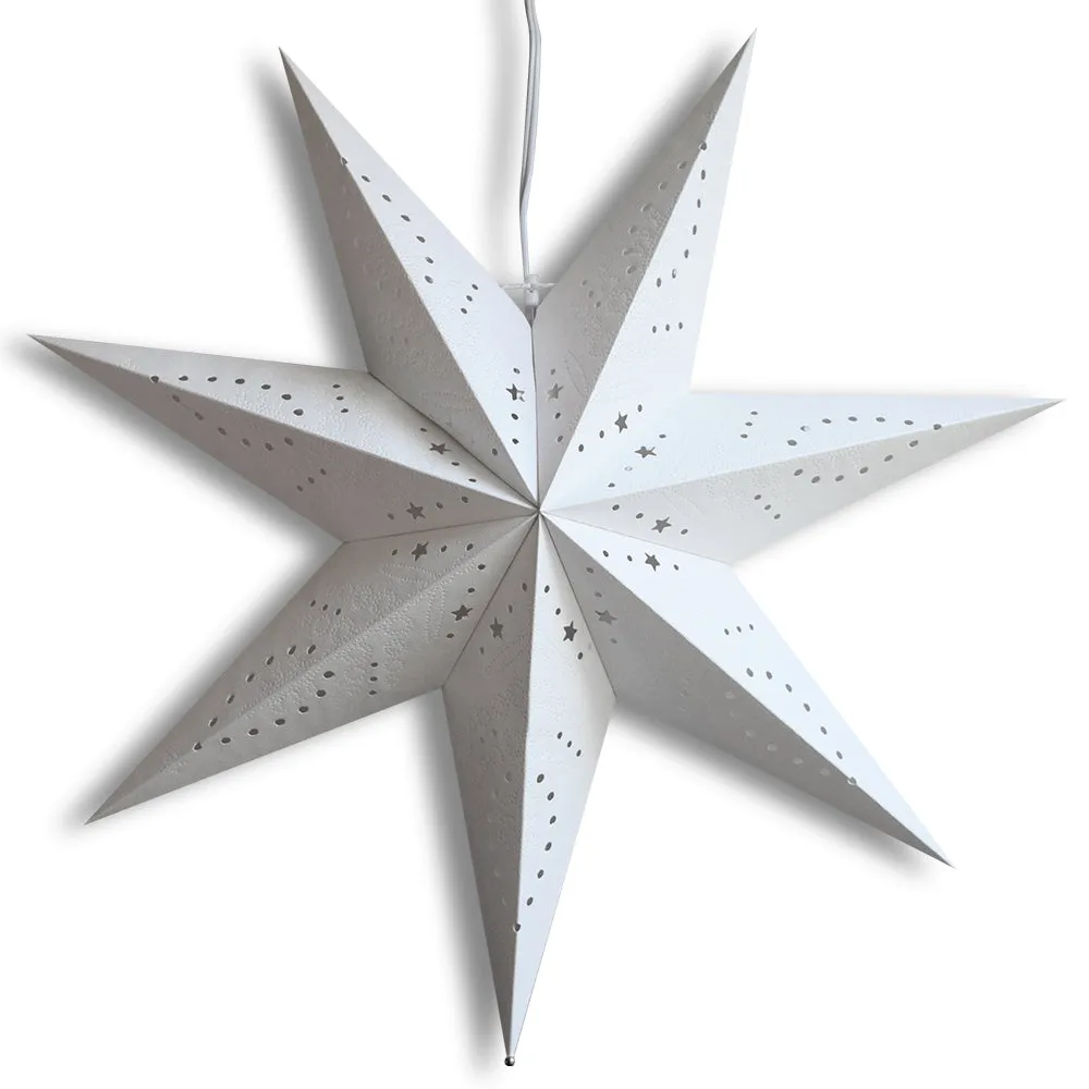 Paper Star Lantern Decoration (22 inch Frosted White 7-Point Glitter Star)