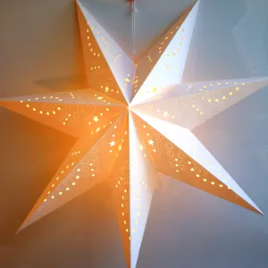 Paper Star Lantern Decoration (22 inch Frosted White 7-Point Glitter Star)