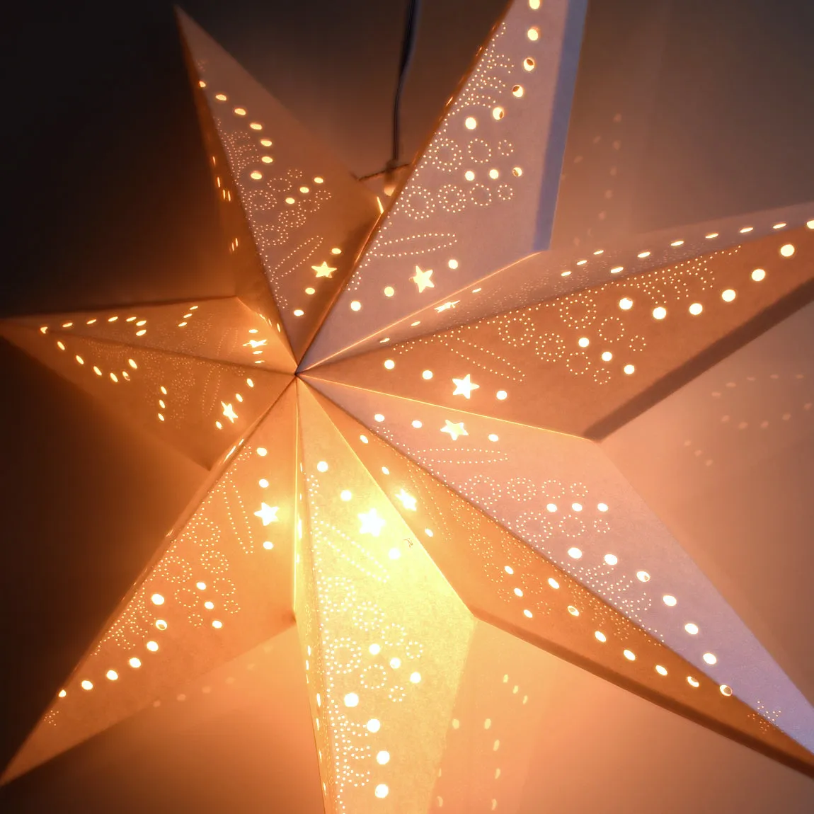 Paper Star Lantern Decoration (22 inch Frosted White 7-Point Glitter Star)