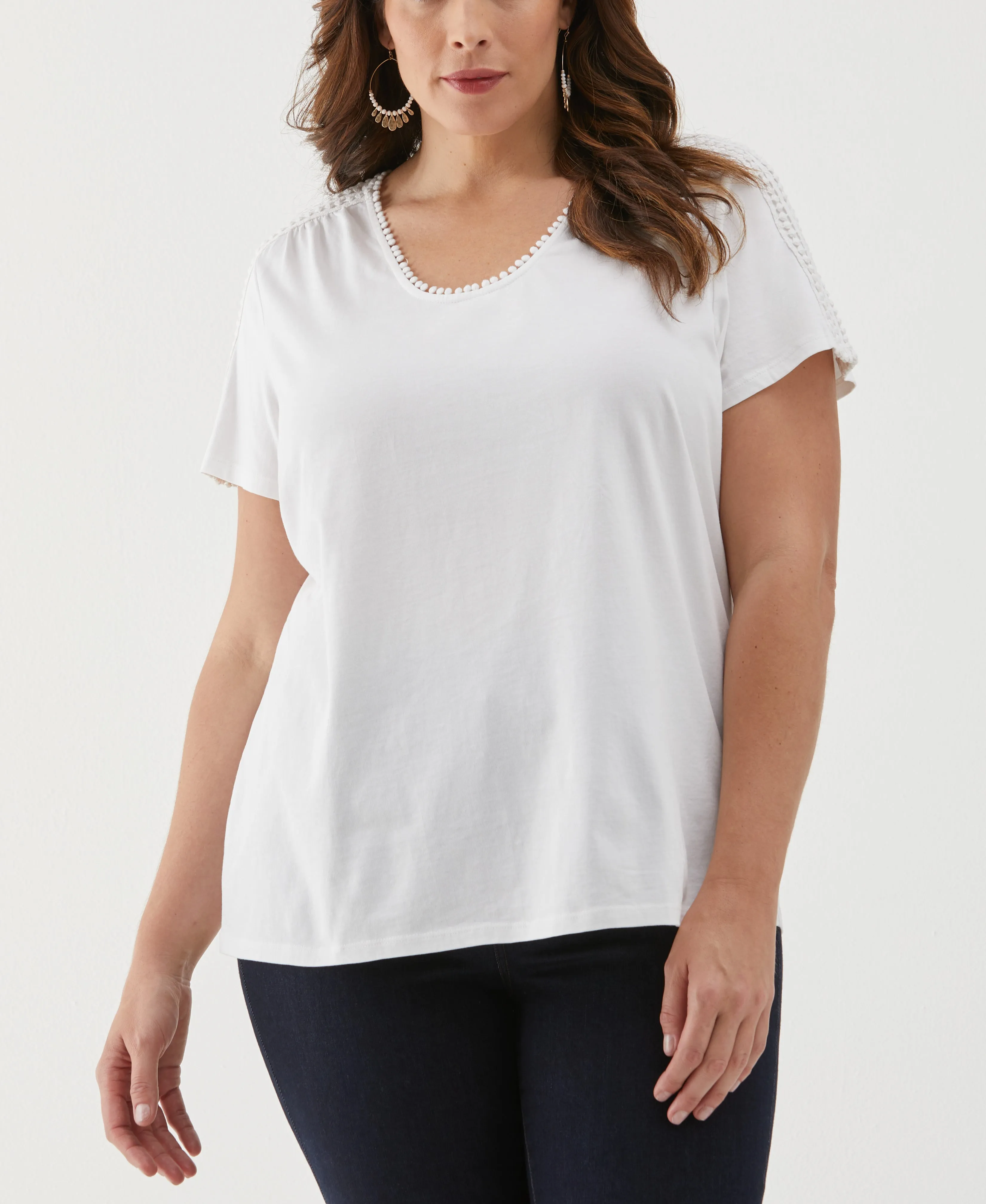 Plus Size Dot Trim Tee