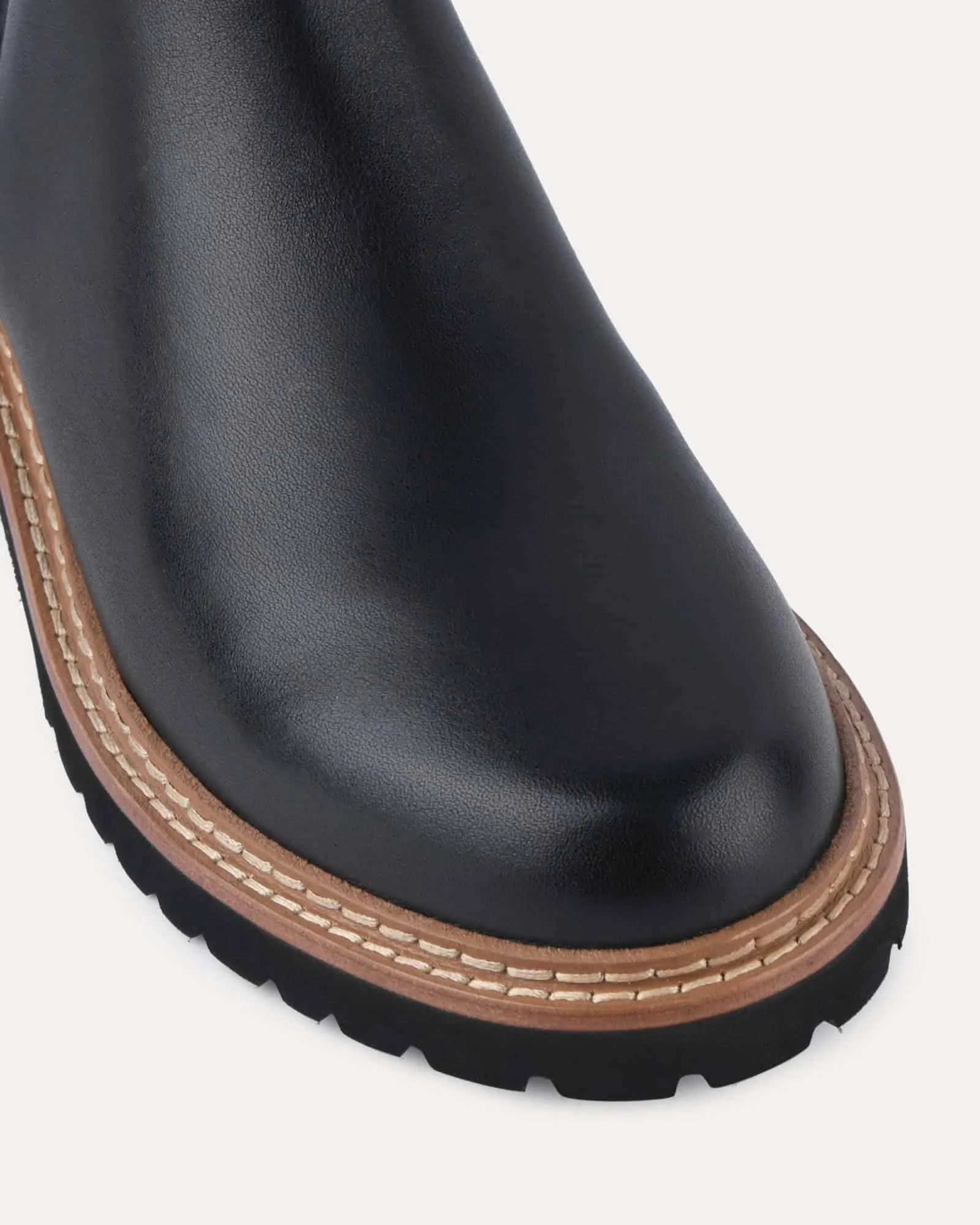 SAMIRA FLAT ANKLE BOOTS BLACK LEATHER