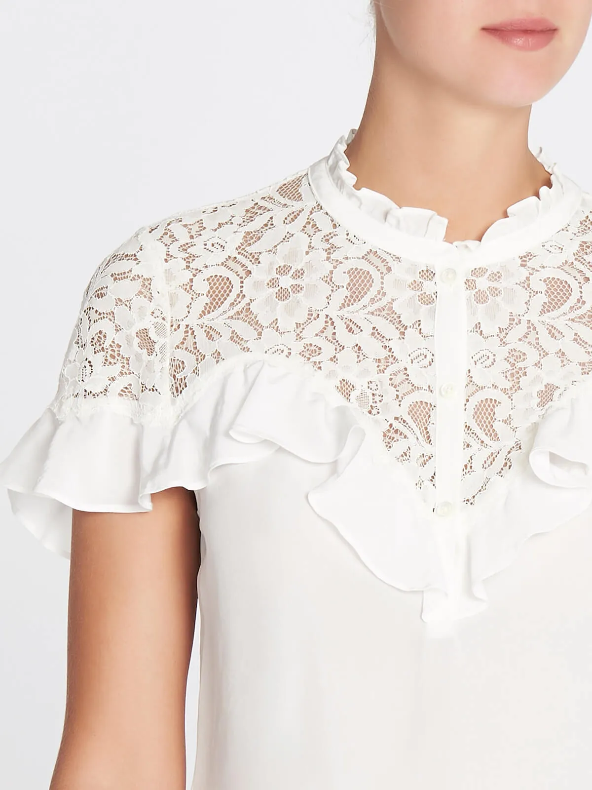 Silk & Lace Ruffle Top