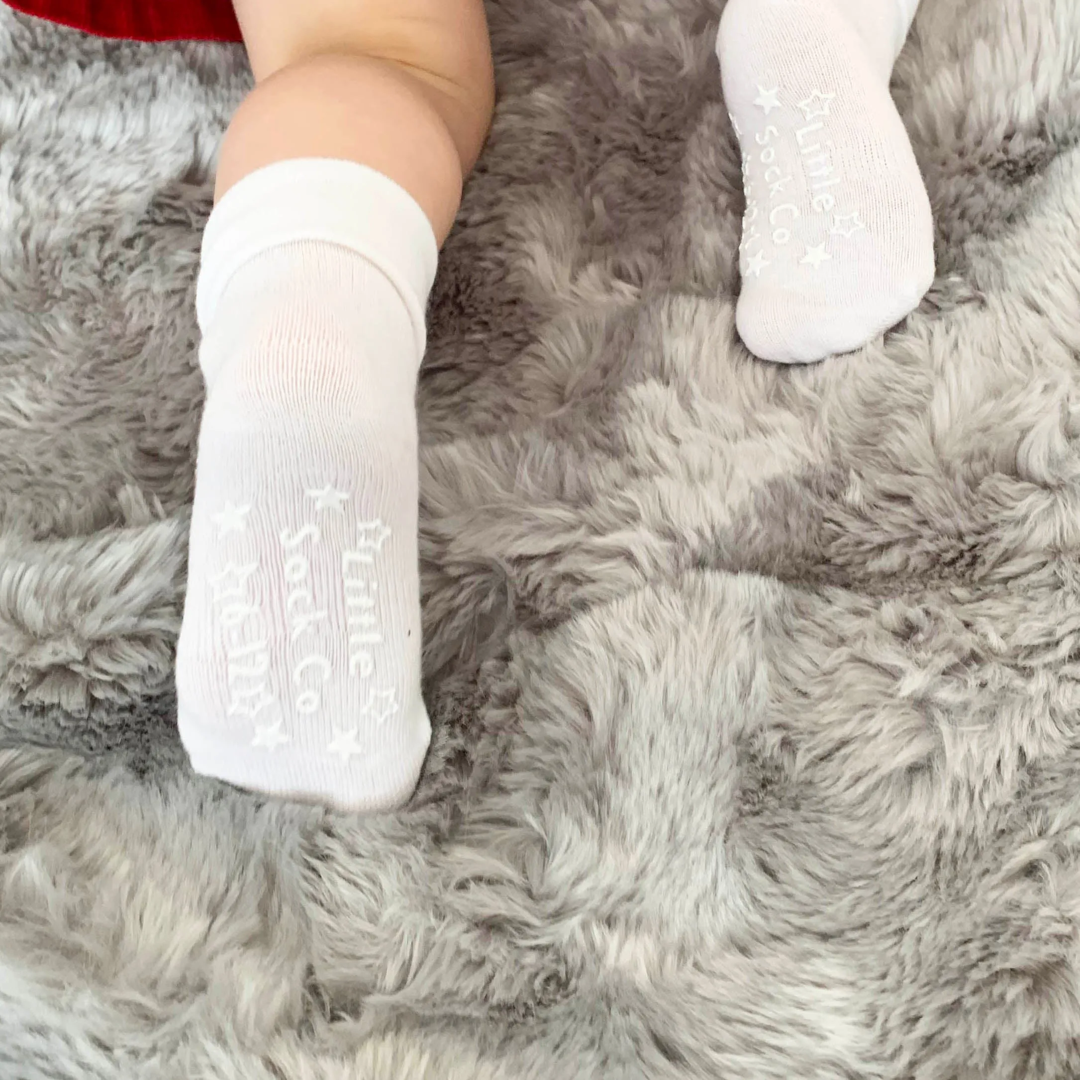 Talipes (clubfoot) Boots and Bar Socks - Non-Slip Stay On Baby and Toddler Socks - 3 Pack in Plain Snow White