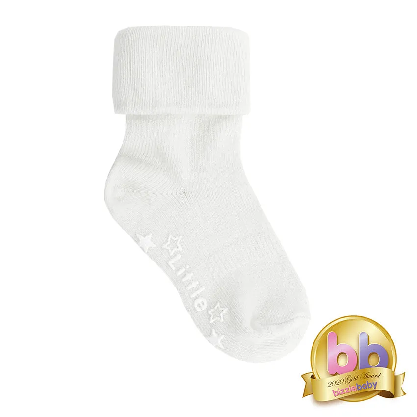 Talipes (clubfoot) Boots and Bar Socks - Non-Slip Stay On Baby and Toddler Socks - 3 Pack in Plain Snow White