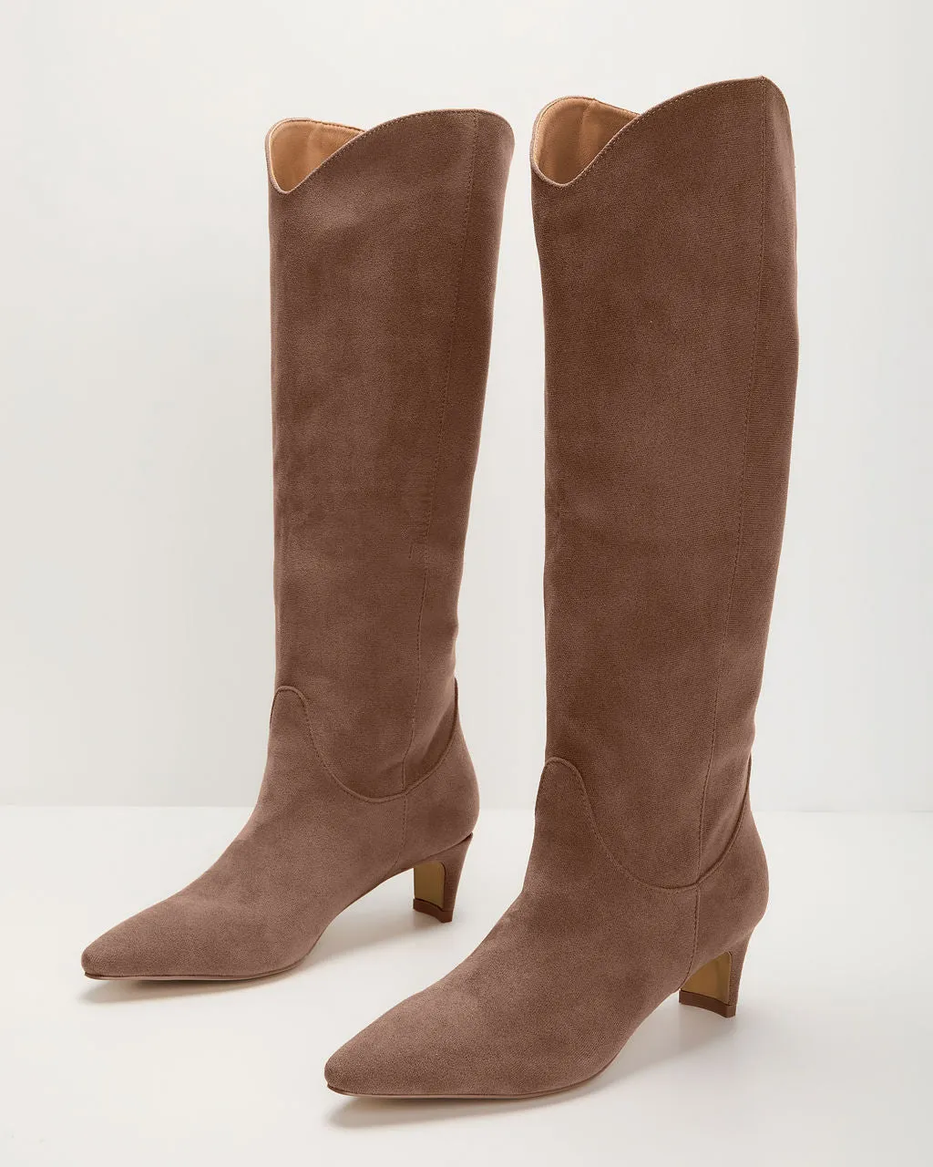 Tread Lightly Kitten Heel Knee High Boots