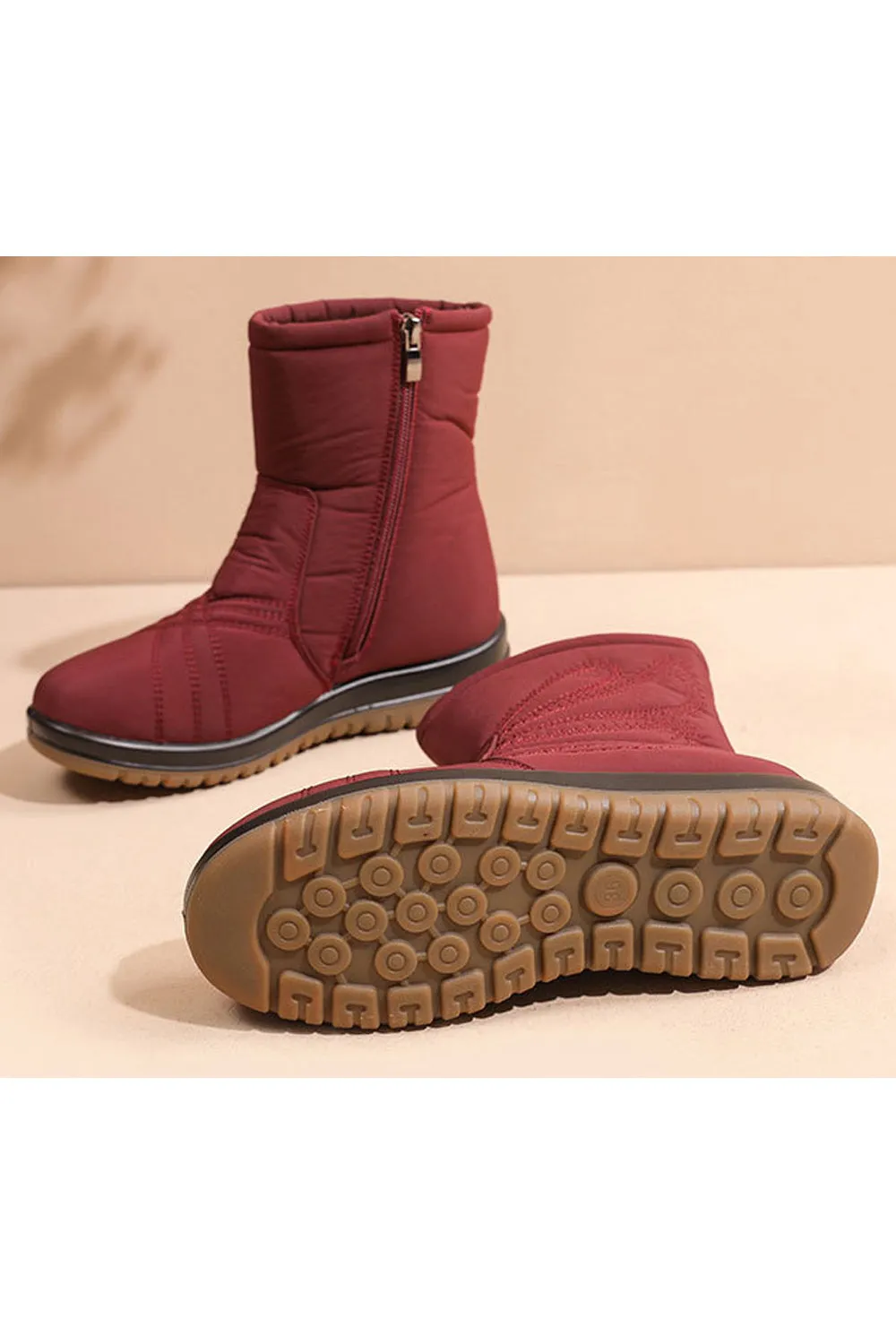 Women Round Toe Lightweight Thick Winter Cozy High Top Waterproof Solid Pattern Boots - WSC50898