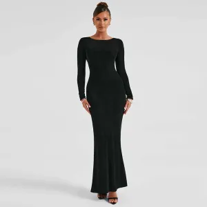 Women’s Lace-Up Back and Floor Length Maxi Dress