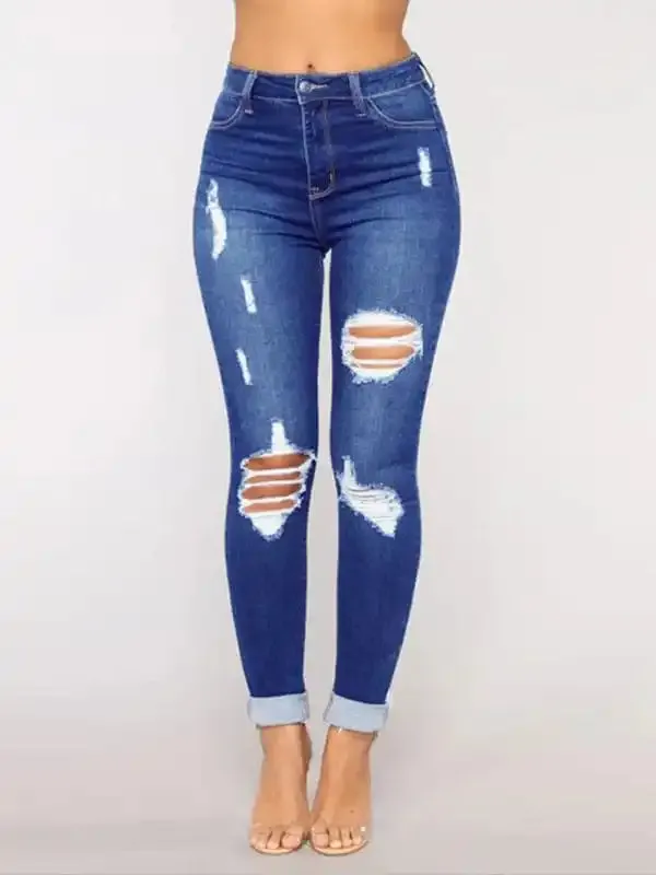 Women’s Trendy Fashion Ripped Washed Jeans