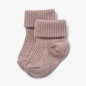 Wool Rib Socks Ziggy - dry rose